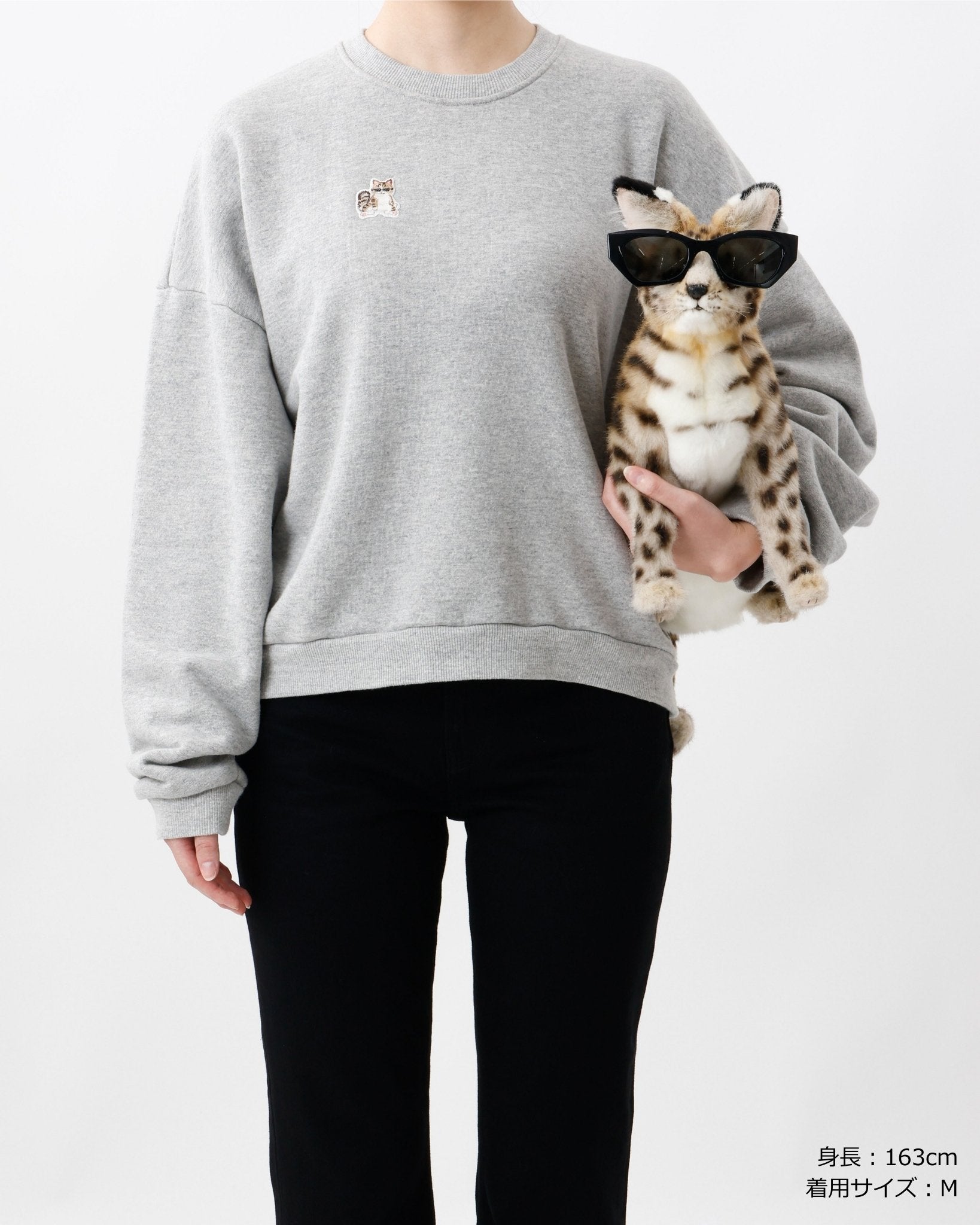 Harapeco Neko Sweat(ziitto)-グレー スウェット